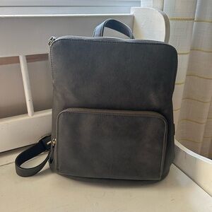 Grey Vegan Leather Backpack
